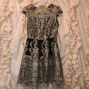 Gold and Black Lace Dress Size S NWOT